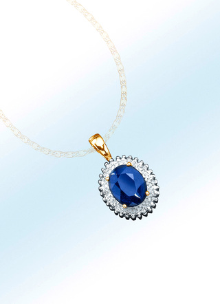 Anhänger mit echten Diamanten und echt blauem Safir