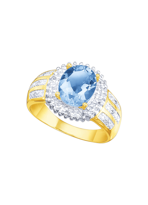 Ringe - Damenring mit echtem Blautopas und Diamanten, in Größe 160 bis 220, in Farbe  Ansicht 2