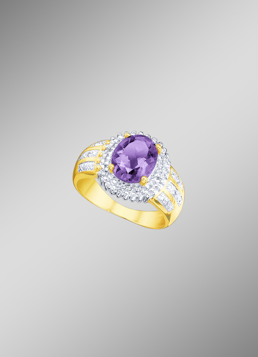 Ringe - Damenring mit echtem Amethyst und Diamanten, in Größe 160 bis 220, in Farbe  Ansicht 1