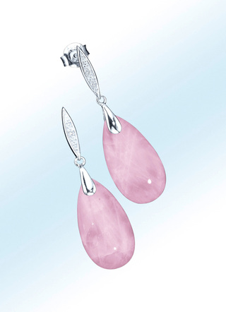 Ohrstecker mit Rosenquarz und synth. Zirkonia