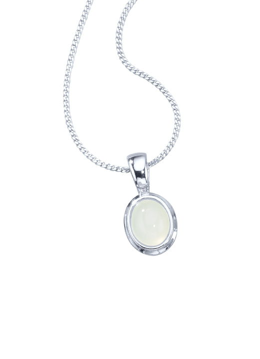 Anhänger - Anhänger mit Panzerkette und echtem, weißen Mondstein, in Farbe  Ansicht 2