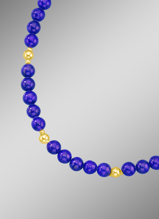 - Halskette oder Armband mit echten Lapislazuli-Kugeln, in Farbe , in Ausführung Halskette, Länge 45 cm Ansicht 1