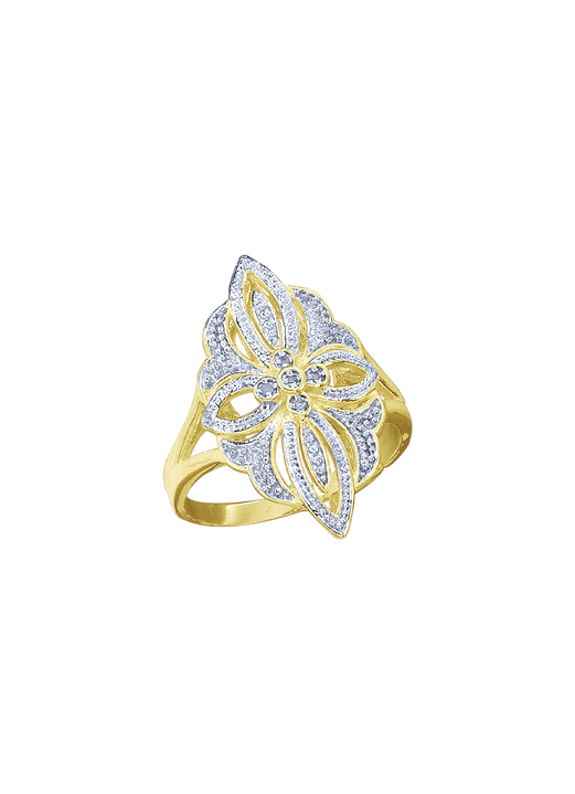 Ringe - Floraler Damenring mit 4 Diamanten, in Größe 160 bis 220, in Farbe  Ansicht 2