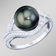 Ringe - Damenring mit Tahiti-Zuchtperle und Brillanten, in Größe 160 bis 220, in Farbe  – Ansicht 1