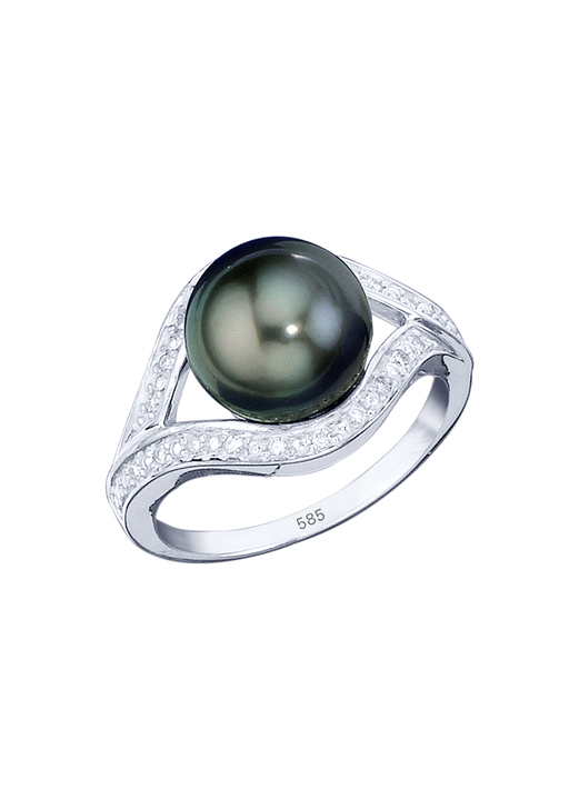 Ringe - Damenring mit Tahiti-Zuchtperle und Brillanten, in Größe 160 bis 220, in Farbe  Ansicht 2
