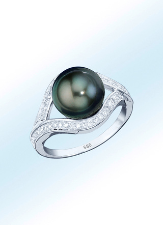 Damenring mit Tahiti-Zuchtperle und Brillanten