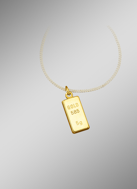 - Massiver Goldbarren-Anhänger, in Farbe , in Ausführung 5 Gramm Ansicht 1