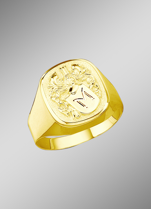 Ringe - Herrenring mit glänzendem Wappen, in Größe 180 bis 240, in Farbe