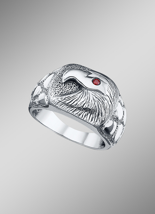 Massiver Herrenring Adler mit echt Granat