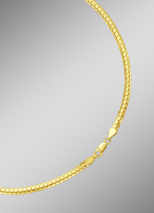 Halsketten - Enge und flache Panzerkette oder -armband aus Gold, in Farbe , in Ausführung Halskette, 42 cm Ansicht 1