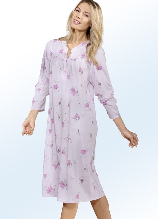 Langarm - Zweierpack Nachthemden, Langarm mit Knopfleiste Ansicht 3 Langarm - Zweierpack Nachthemden, Langarm mit Knopfleiste, in Größe 038 bis 060, in Farbe LINDGRÜN/ROSÉ Ansicht 3