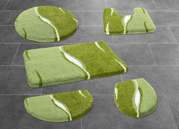 - Badgarnitur in extra weicher Supersoft Qualität, in Größe 100 (Vorleger halbrund, 50/ 80 cm) bis 112 (Motiv-Deckelbezug mit Kordel, 47/ 50 cm), in Farbe GRÜN Ansicht 1