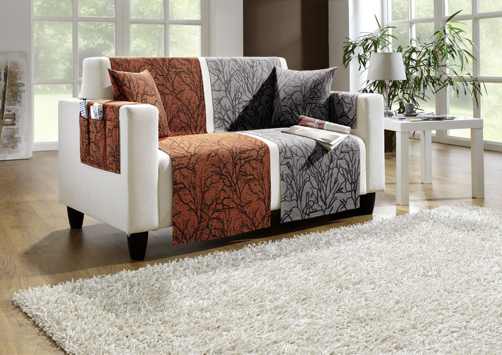 Sessel- & Sofaüberwürfe - Gesäumte Wohnaccessoires in überzeugender Qualität, in Größe 865 (2 Armlehnenschoner, 33x 58 cm) bis 905 (Kissenhüllen, 2er-Set, 38x 38 cm), in Farbe TERRA