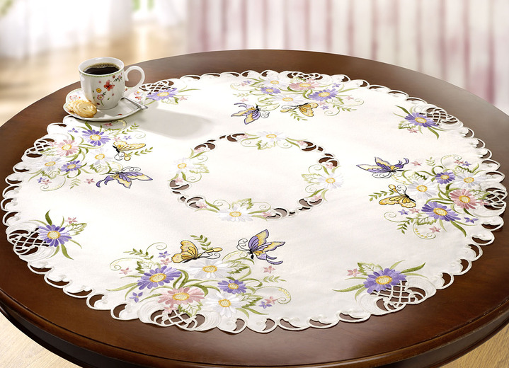 Tischdecken - Tisch- und Raumdekoration mit Blüten und Schmetterlingen, in Größe 101 (Läufer, 30/ 45 cm) bis 404 (Kissenbezug, 40/ 40 cm), in Farbe  Ansicht 1