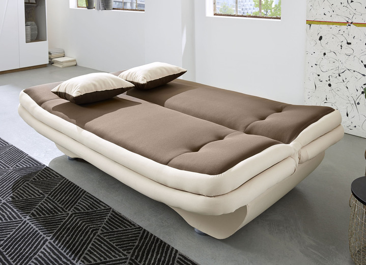 Schlafsofas - Verwandlungssofa mit Bettkasten, in Farbe CREME-BRAUN Ansicht 1