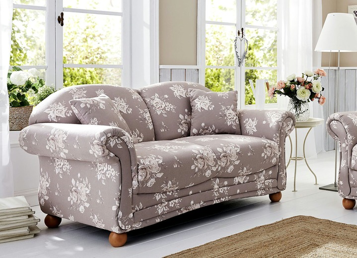 Polstergruppen - Romantisch-blumige Polstermöbel, in Farbe WEISS-ROSA, in Ausführung Hocker Ansicht 4