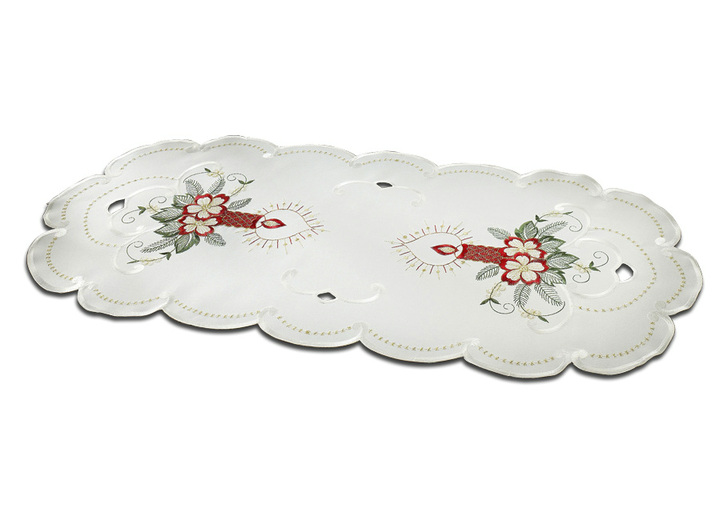 Tischdecken - Weihnachtliche Tisch- und Raumdekoration, in Größe 130 (Deckchen, 30/ 45 cm) bis 404 (Kissenbezug, 40/ 40 cm), in Farbe WEISS Ansicht 1