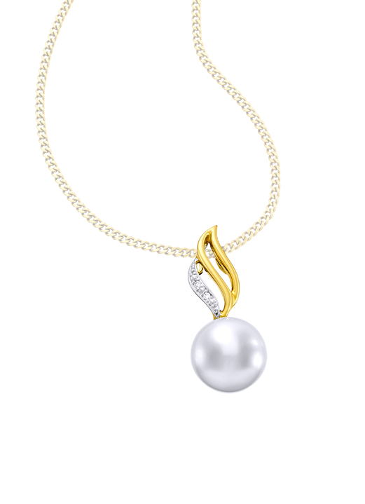 - Anhänger mit Süßwasser-Zuchtperle und Diamanten, in Farbe  Ansicht 2