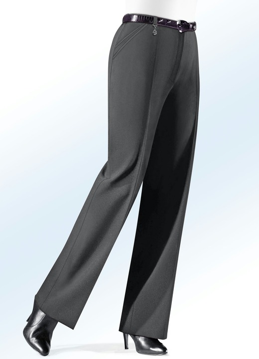 Hosen mit Knopf- und Reißverschluss - Hose mit Zieranhänger in 6 Farben, in Größe 019 bis 100, in Farbe BEIGE Ansicht 6