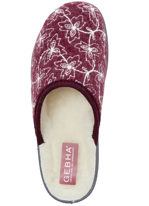 Hausschuhe - Textil-Pantoffel mit schöner Stickerei, in Größe 036 bis 042, in Farbe BORDEAUX Ansicht 2