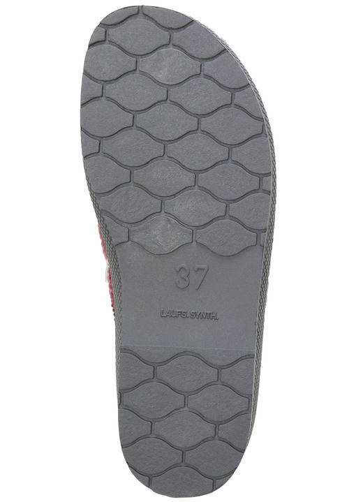 Hausschuhe - Textil-Pantoffel mit schöner Stickerei, in Größe 036 bis 042, in Farbe BORDEAUX Ansicht 3