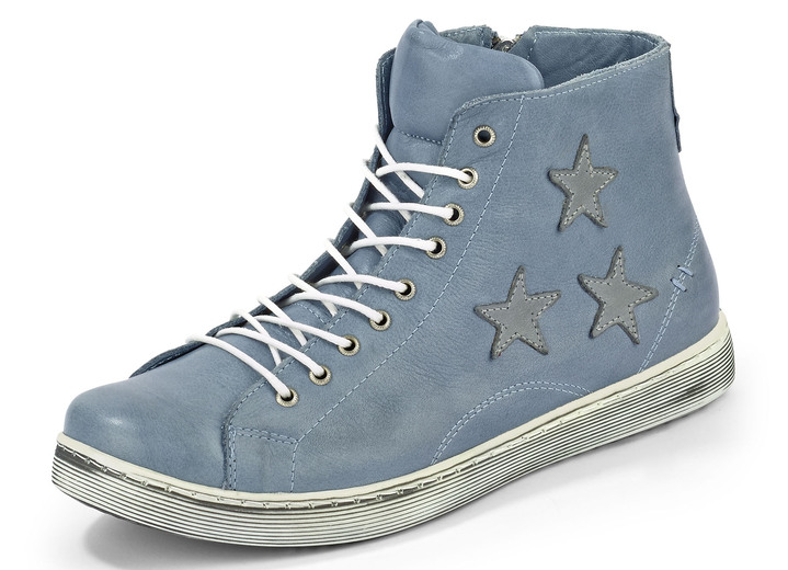 - Andrea Conti Schnür-Stiefelette aus Rind-Nappaleder, in Größe 036 bis 042, in Farbe JEANSBLEU-GRAU Ansicht 1