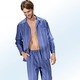 Schlafanzüge - Schlafanzug, durchgeknöpft, aus Webware mit Streifendessin, in Größe 046 bis 060, in Farbe JEANSBLAU-BUNT