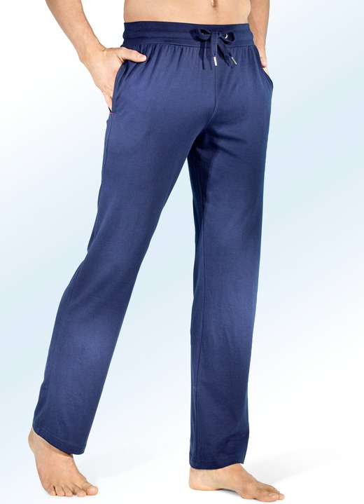 Schlafanzüge - Zweierpack Schlaf- und Freizeithosen, lang, mit Durchzugsband und Seitentaschen, in Größe 046 bis 062, in Farbe PETROL/ANTHRAZIT Ansicht 3