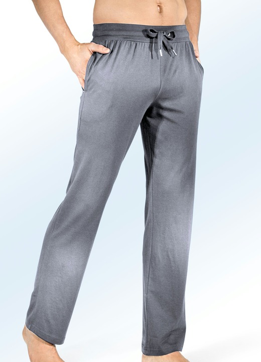 Schlafanzüge - Zweierpack Schlaf- und Freizeithosen, lang, mit Durchzugsband und Seitentaschen, in Größe 046 bis 062, in Farbe PETROL/ANTHRAZIT Ansicht 4