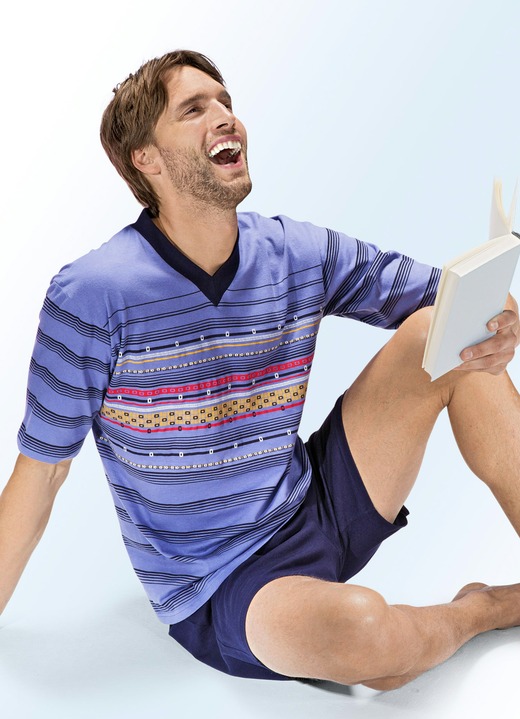 Shortys - Shorty mit V-Ausschnitt und platziertem Druckmotiv vorne, in Größe 046 bis 062, in Farbe MINTGRÜN-JADE-BUNT Ansicht 2