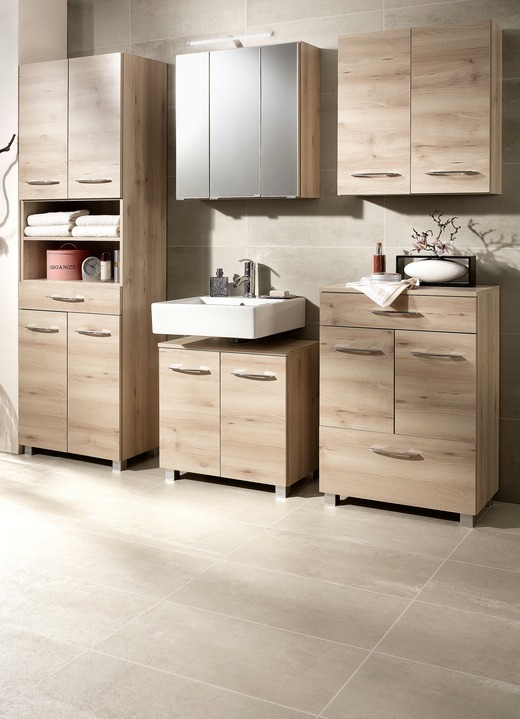 Badezimmermöbel - Badmöbel-Programm, auch hängend montierbar Ansicht 5 Badezimmermöbel - Badmöbel-Programm, auch hängend montierbar, in Farbe WEISS, in Ausführung Hängeschrank, 1-türig Ansicht 5