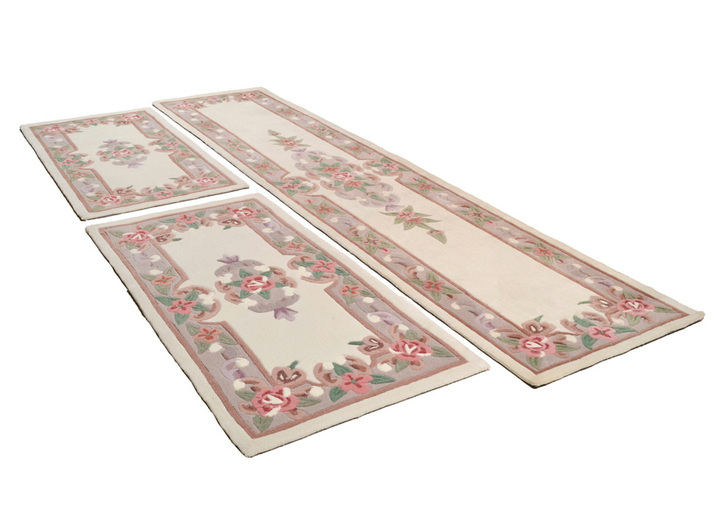 Klassisch - Handgetuftete Brücken und Teppiche Ansicht 9 Klassisch - Handgetuftete Brücken und Teppiche, in Größe 111 (Brücke, 60x 90 cm) bis 325 (Bettumrandung, 3-teilig), in Farbe BLAU Ansicht 9