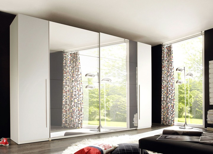 - Moderner Schwebetüren-Schrank, in Farbe WEISS Ansicht 1