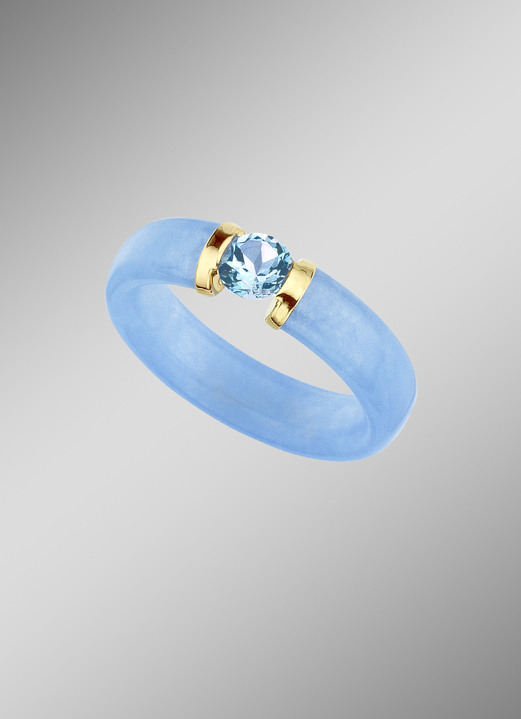Ringe - Damenring aus blauer Jade und Blautopas, in Größe 160 bis 200, in Farbe  Ansicht 1