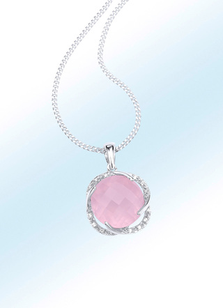 Anhänger mit Rosenquartz und Weißtopas