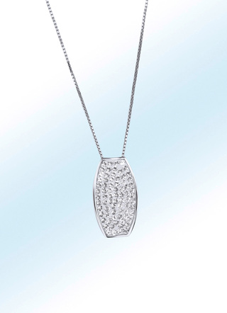 Anhänger mit weißen Swarovski-Kistallen und Veneziakette