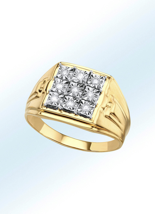 Ringe - Interessanter Herrenring mit Brillanten, in Farbe