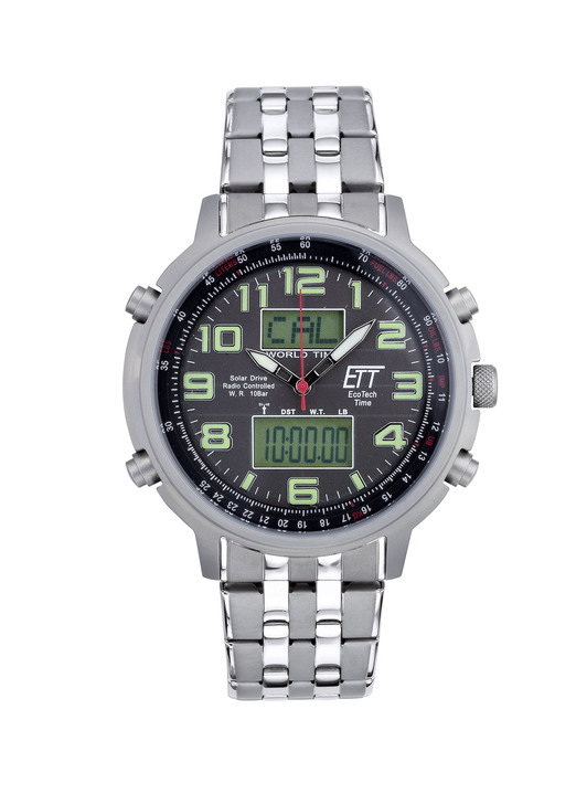 Funkuhren/Solaruhren - ETT-Funk-Solar-Herrenuhr mit Edelstahlbandgehäuse, in Farbe  Ansicht 2