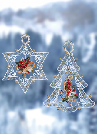 Fensterbilder - Fensterbild mit Weihnachtsbaum und Stern, 2er-Set – Farbe WEISS-ROT Fensterbilder - Fensterbild mit Weihnachtsbaum und Stern, 2er-Set, in Farbe WEISS-ROT
