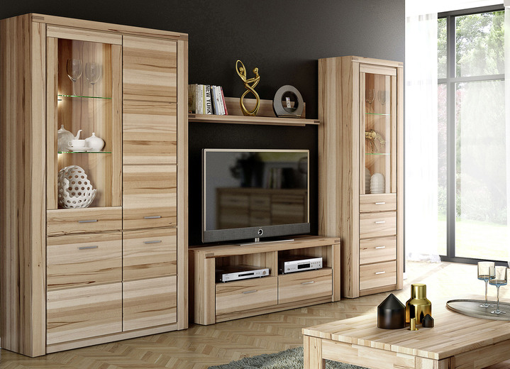 Vitrinen - Möbelprogramm mit Massivholzfronten, in Farbe KERNBUCHE, in Ausführung Wandboard Ansicht 2