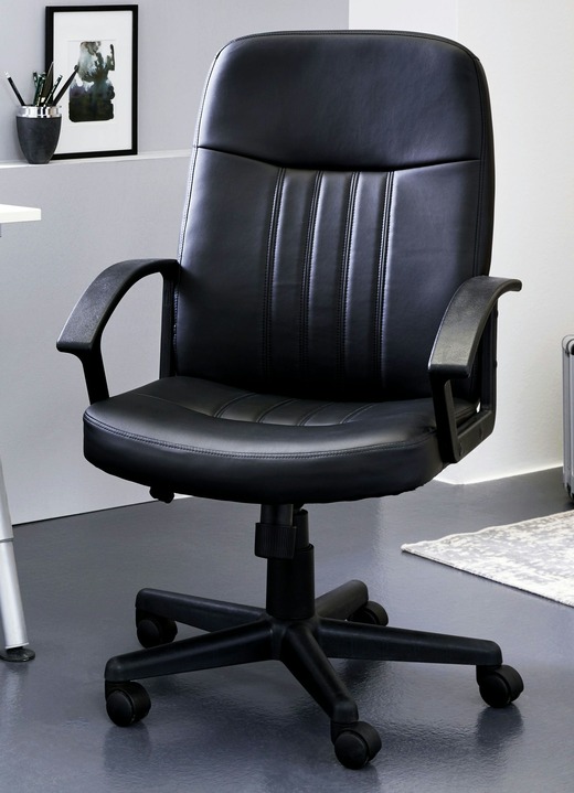 Chefsessel / Bürostuhl - Chefsessel mit hochwertigem Kunstlederbezug, in Farbe SCHWARZ