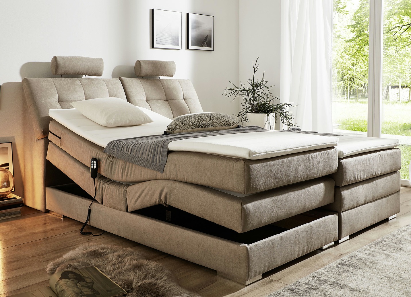 MotorBoxspringbett mit verstellbarem Kopf und Fußteil Betten BADER