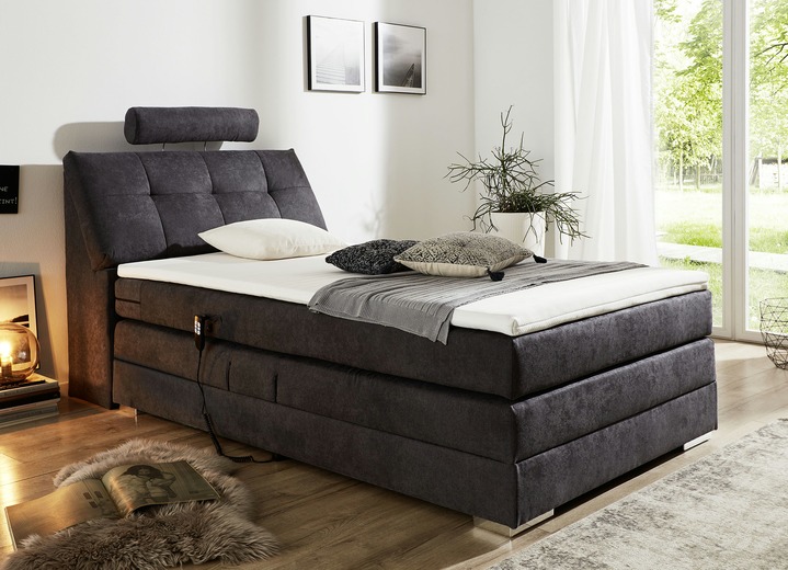 Boxspringbetten - Motor-Boxspringbett mit verstellbarem Kopf- und Fußteil, in Farbe ANTHRAZIT