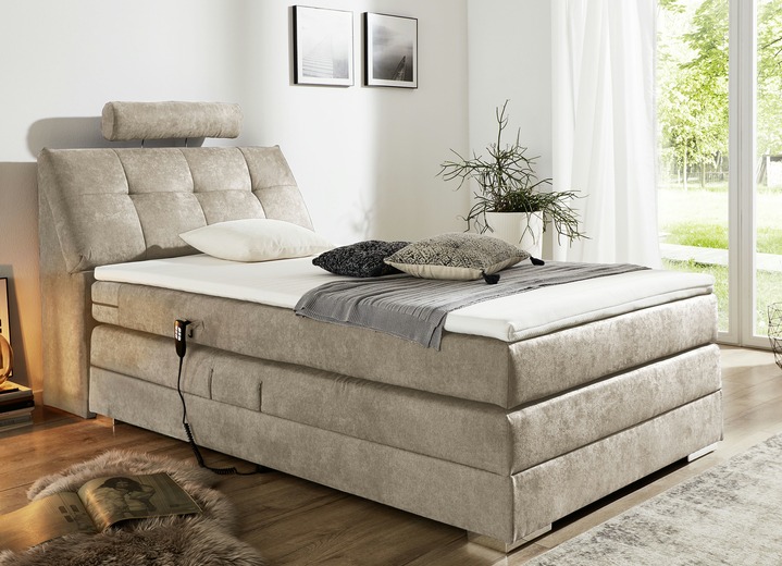 - Motor-Boxspringbett mit verstellbarem Kopf- und Fußteil, in Farbe SAND