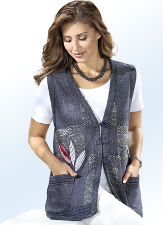 Strickweste mit Stoffapplikationen