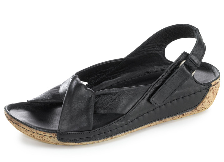 Sandaletten & Pantoletten - Gemini, bequeme Damen-Sandalen, Weite G, mit Gummizug, in Größe 036 bis 042, in Farbe SCHWARZ Ansicht 1