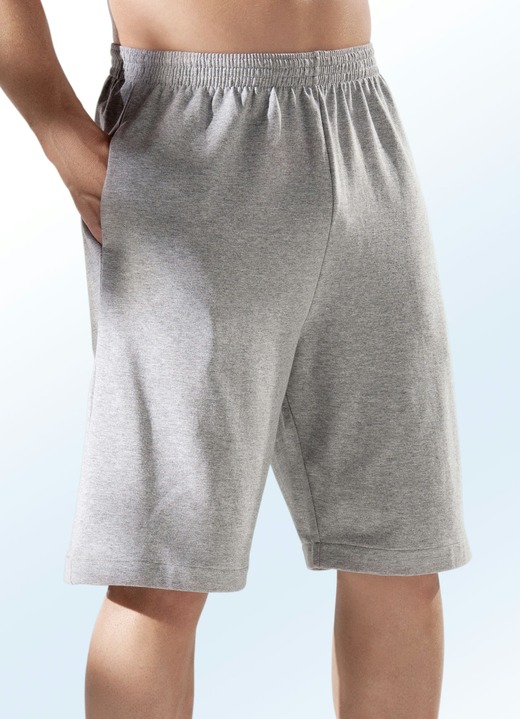 Freizeithosen - Shorts aus reiner Baumwolle in 4 Farben, in Größe 046 bis 058, in Farbe GRAU MELIERT Ansicht 1