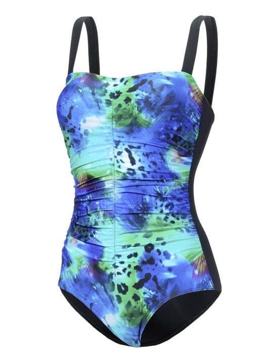 Badeanzüge - Schwab Badeanzug mit Halbkorsage und Raffungen Ansicht 2 Badeanzüge - Schwab Badeanzug mit Halbkorsage und Raffungen, in Größe 038 bis 052, in Cup C, in Farbe SCHWARZ-BUNT Ansicht 2