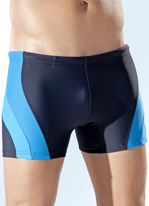 - Zweierpack Badepants mit seitlichen Einsätzen, in Größe 004 bis 010, in Farbe 1X MARINE-BLAU-TÜRKIS, 1X SCHWARZ-ROT-HELLGRAU Ansicht 1