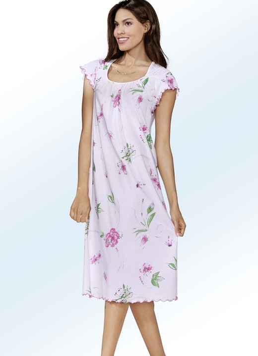 Kurzarm - Zweierpack Nachthemden, Kurzarm mit Rundhals Ansicht 3 Kurzarm - Zweierpack Nachthemden, Kurzarm mit Rundhals, in Größe 038 bis 062, in Farbe LINDGRÜN/ROSÉ Ansicht 3